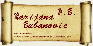 Marijana Bubanović vizit kartica